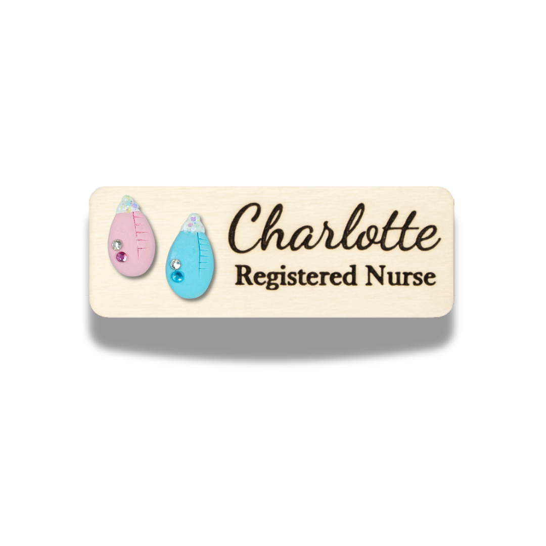 Handmade 3D Red Pill Obstetrics Midwife Personalised Name Tag