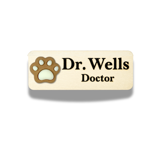 3D Animals Beige Paw Personalised Name Tag