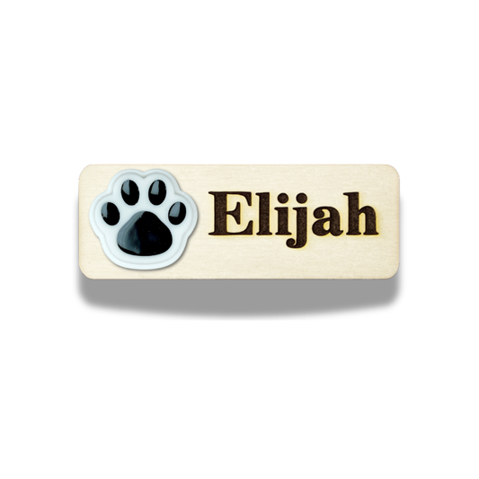 3D Animals Black Paw Personalised Name Tag
