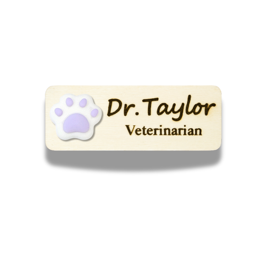 3D Animals Purple Paw Personalised Name Tag