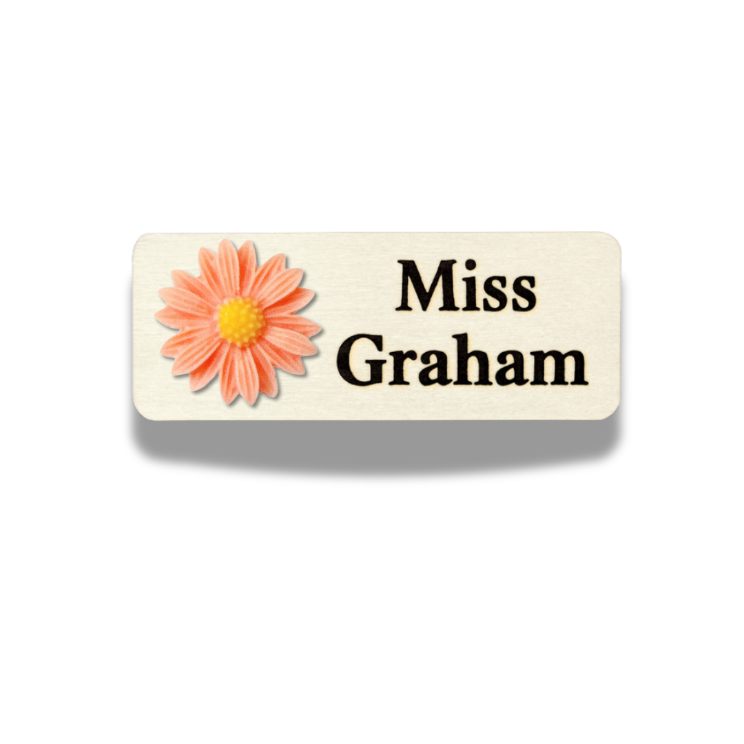 Yellow Chrysanthemum Flower Personalized Name Tag