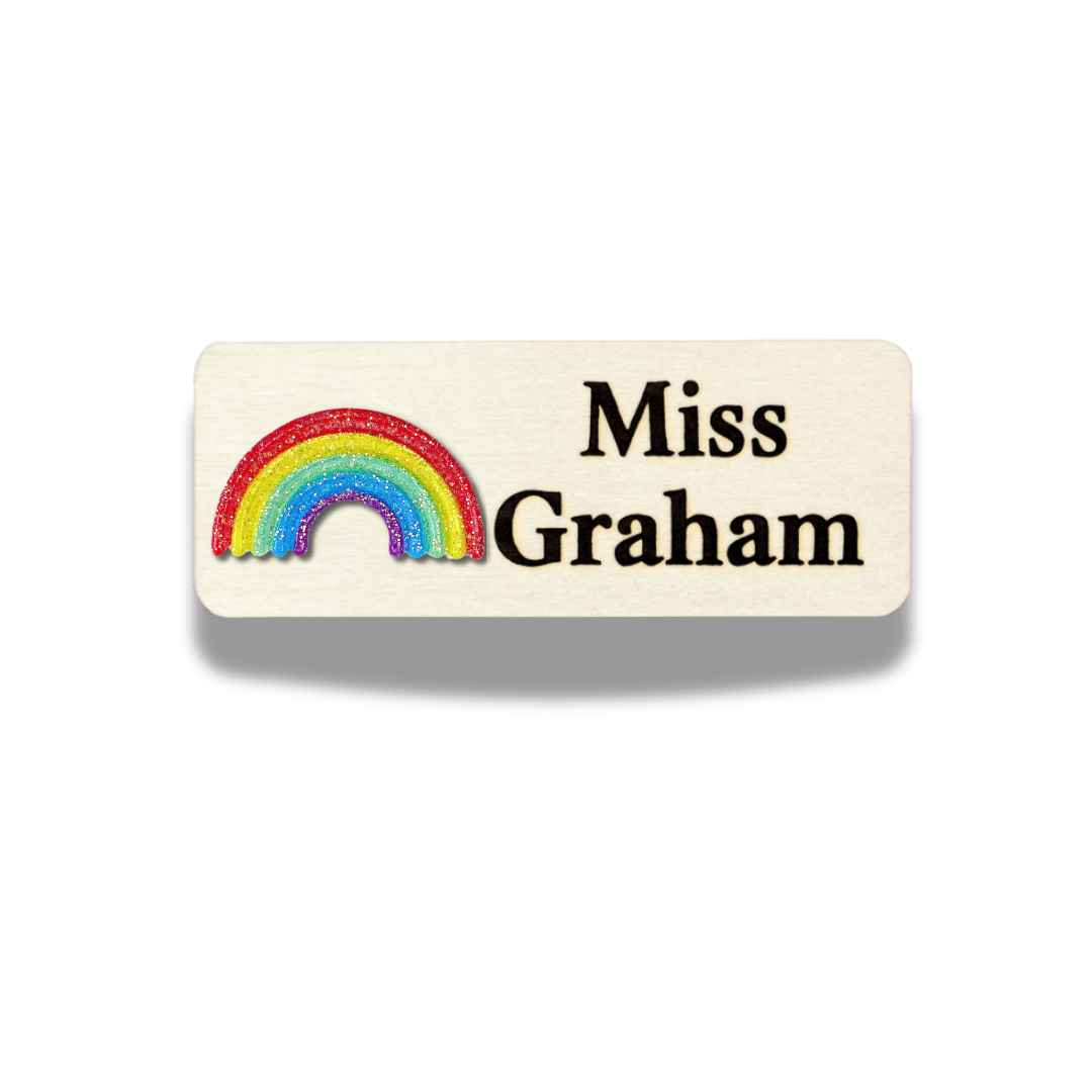 3D Glitter Classic Rainbow Personalized Name Tag