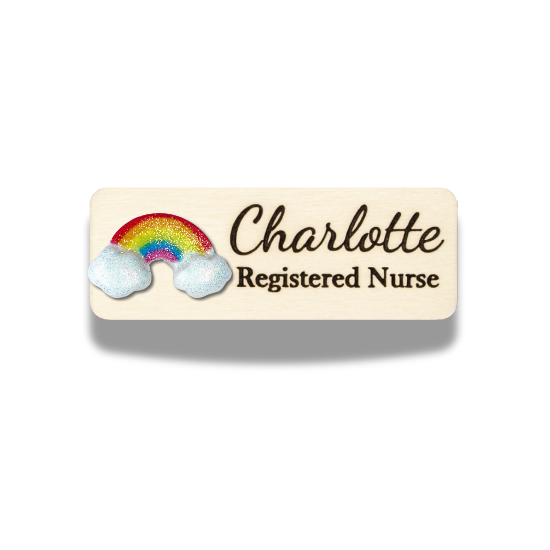 3D Glitter Classic Rainbow Personalized Name Tag