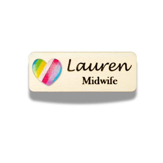 3D Glitter Rainbow Heart Personalized Name Tag