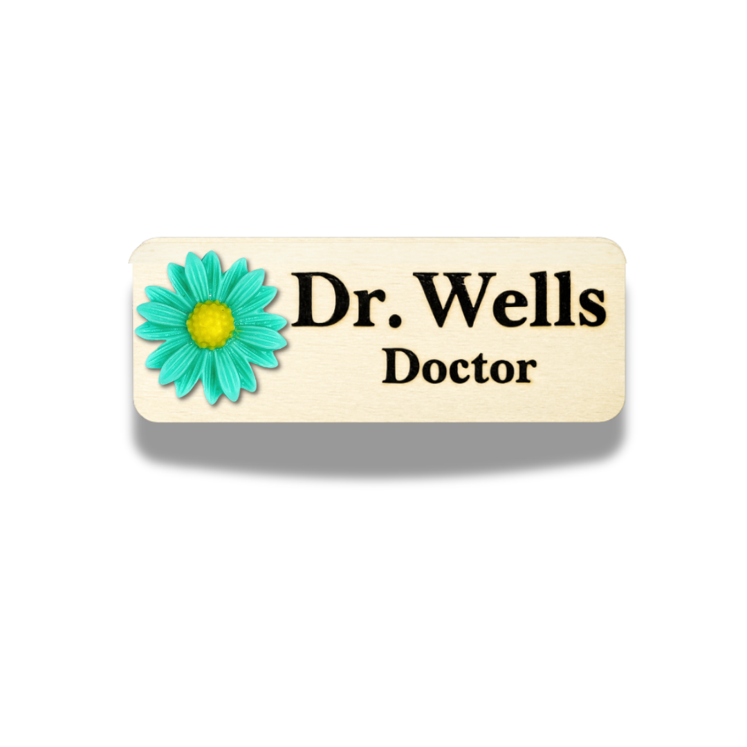 Yellow Chrysanthemum Flower Personalized Name Tag
