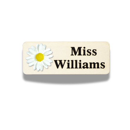 White Chrysanthemum Flower Personalized Name Tag