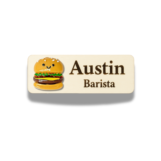 3D Burger Personalized Name Tag