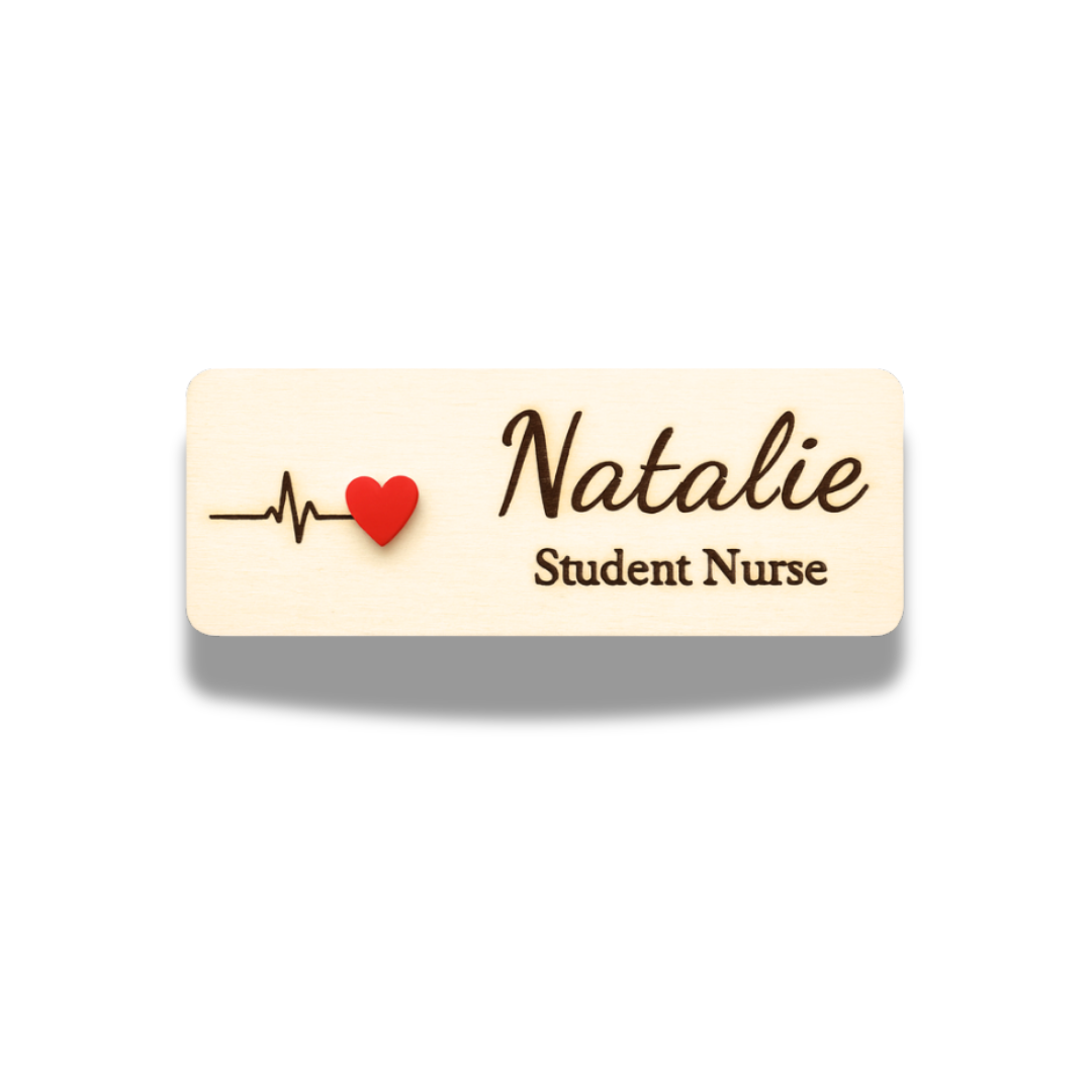 3D Red Cross Heart Pattern Personalised Name Tag