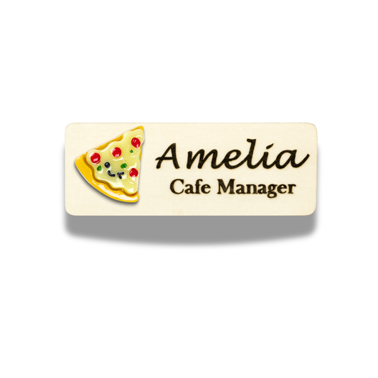 3D Smiling Pizza Personalized Name Tag