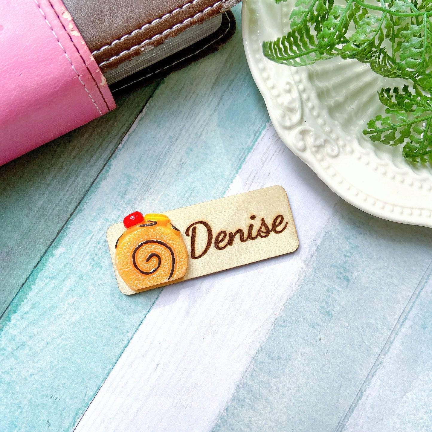 3D Cherry Cake Roll Personalized Name Tag