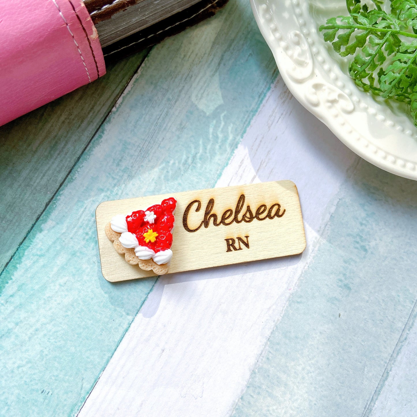 3D Cherry Cake Roll Personalized Name Tag