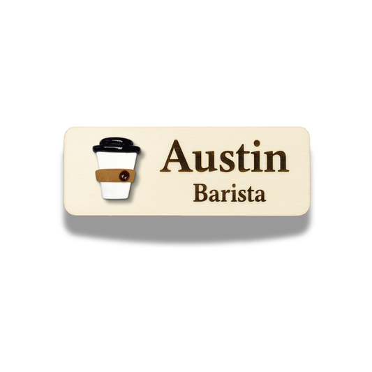 3D Coffe Cup Cafe Theme Personalised Name Tag