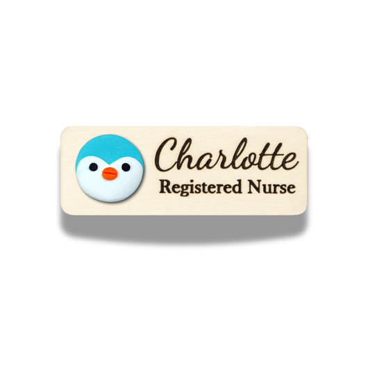 Handmade Blue Penguin Personalised Name Tag