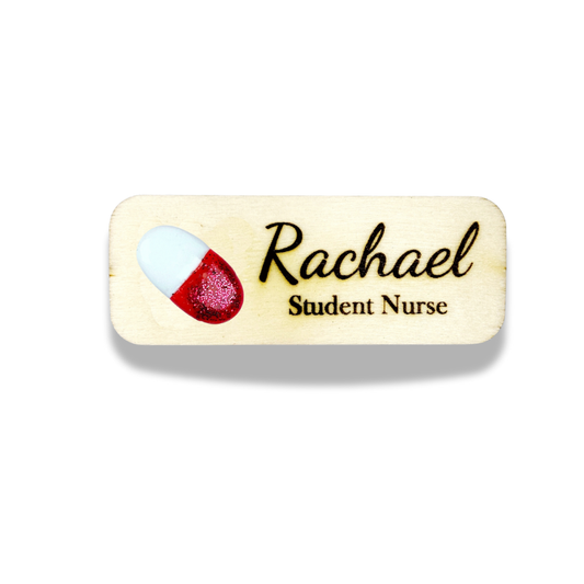 Handmade 3D Red Pill Obstetrics Midwife Personalised Name Tag