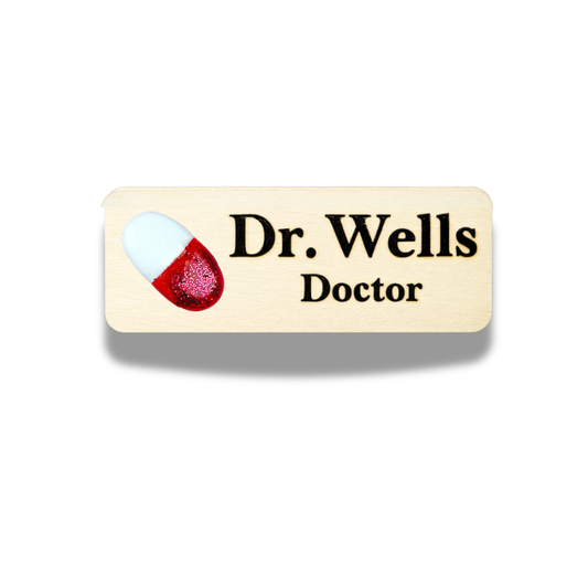 Handmade 3D Red Pill Medical Personalised Name Tag