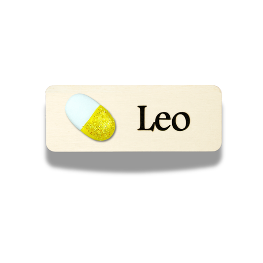 Handmade 3D Yellow Pill Medical Personalised Name Tag