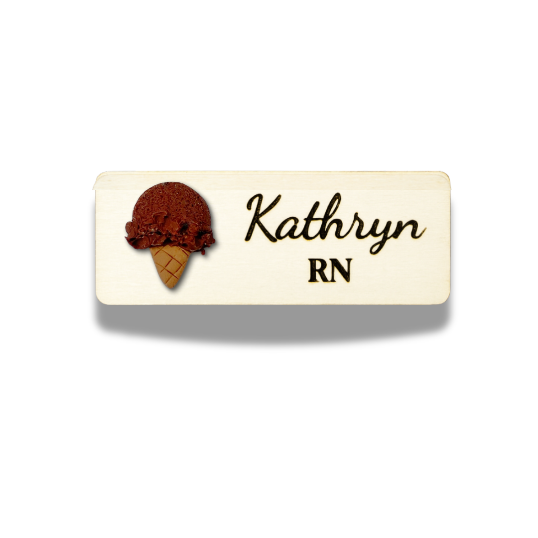 Handmade 3D Vanilla Ice Cream Personalised Name Tag