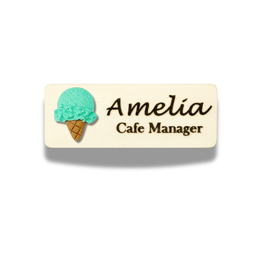 Handmade 3D Mint Ice Cream Personalised Name Tag