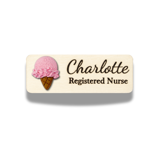Handmade 3D Strawberry Ice Cream Personalised Name Tag