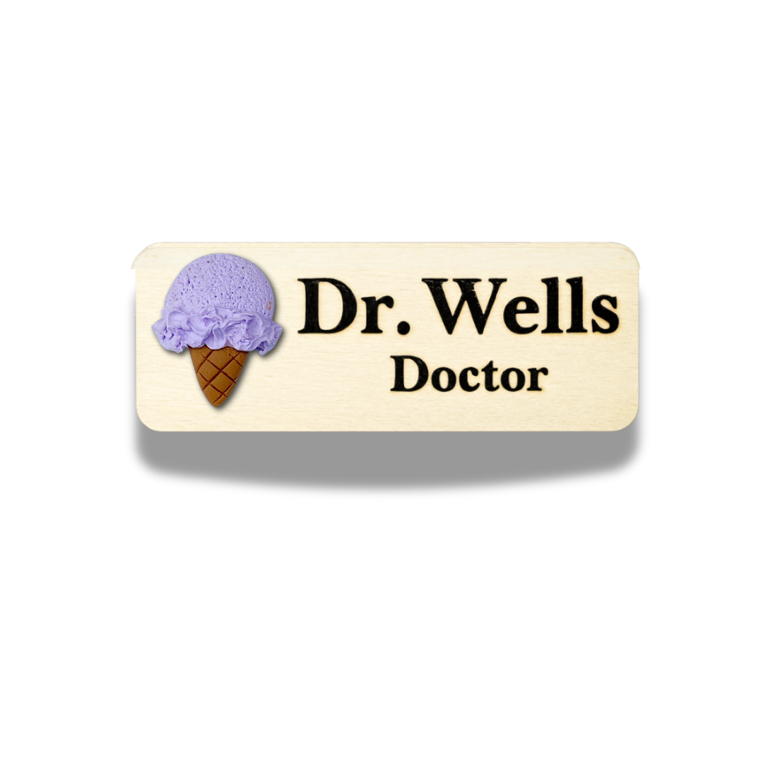 Handmade 3D Vanilla Ice Cream Personalised Name Tag