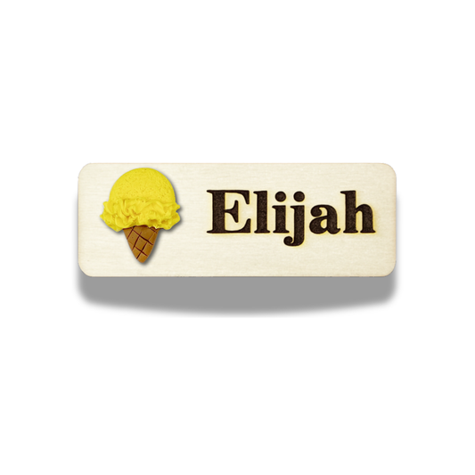 Handmade 3D Mango Ice Cream Personalised Name Tag