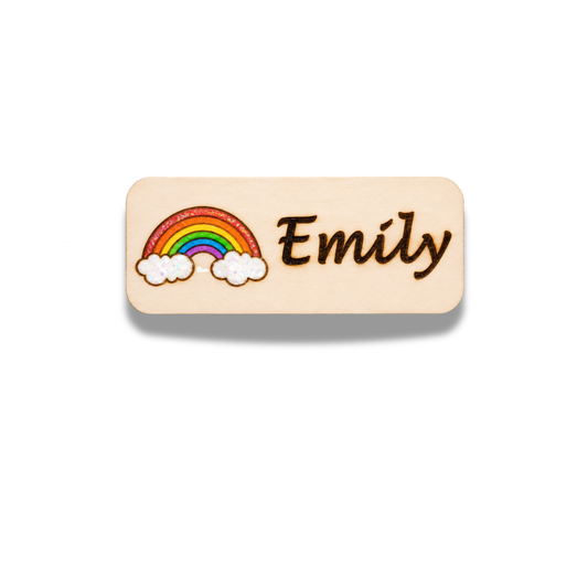 Glitter Rainbow Cloud Engraved Hand-Painted Personalized Name Tag