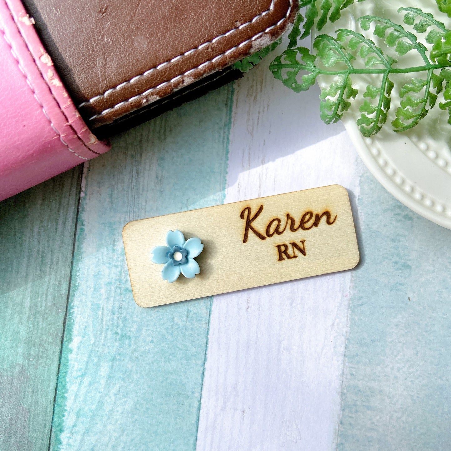 Mini 3D Yellow Cherry Blossoms Personalized Name Tag