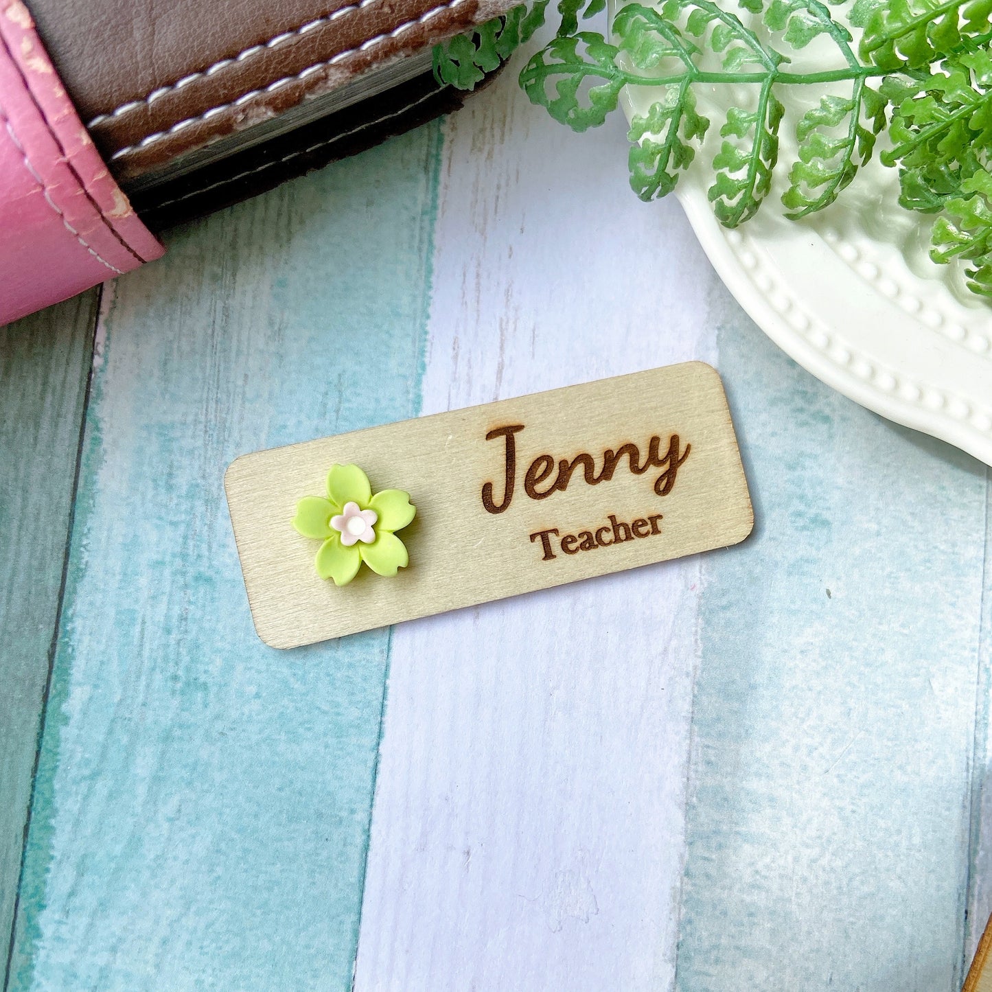 Mini 3D Yellow Cherry Blossoms Personalized Name Tag
