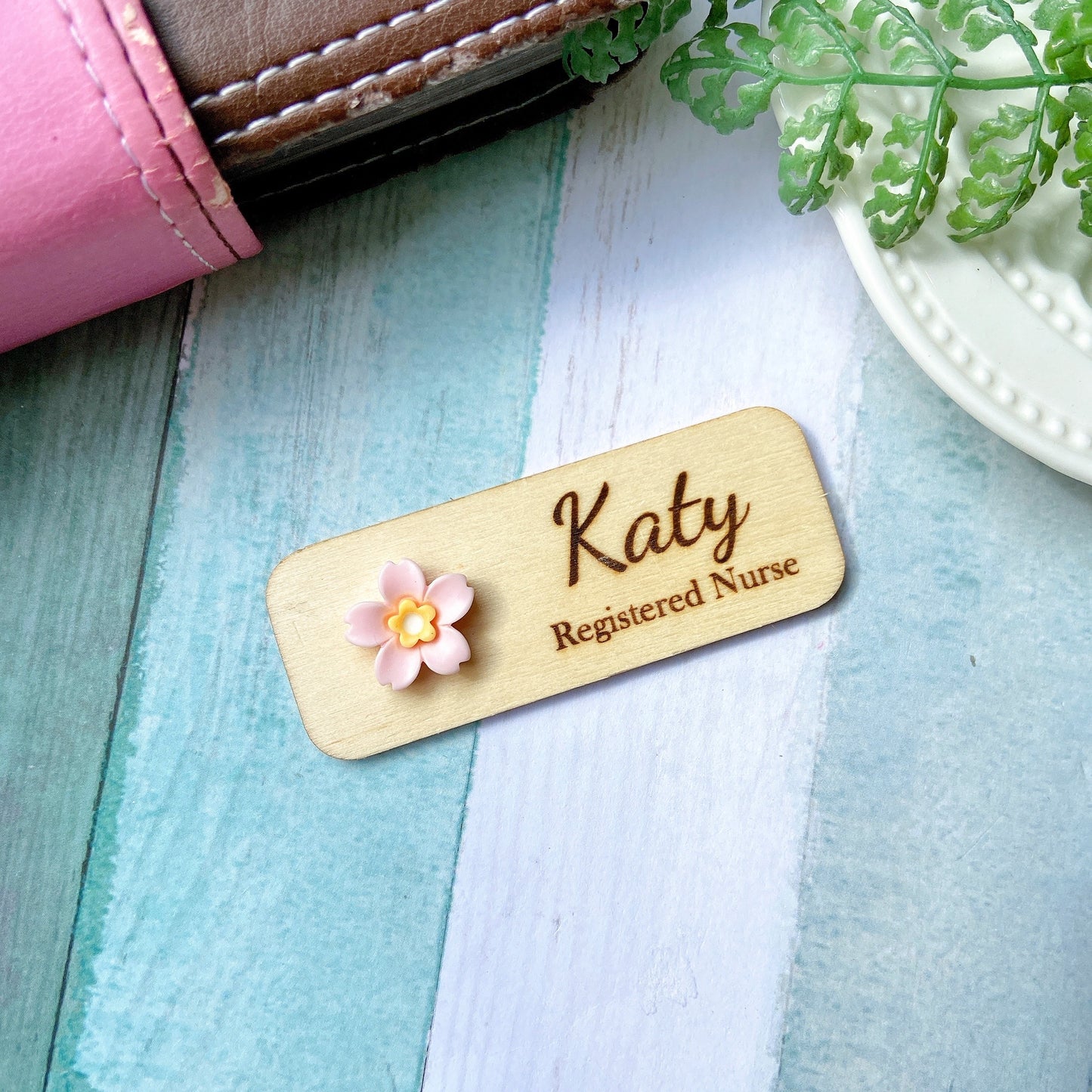 Mini 3D Yellow Cherry Blossoms Personalized Name Tag