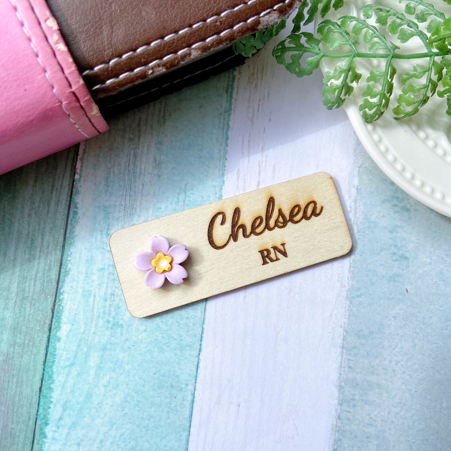 Mini 3D Yellow Cherry Blossoms Personalized Name Tag