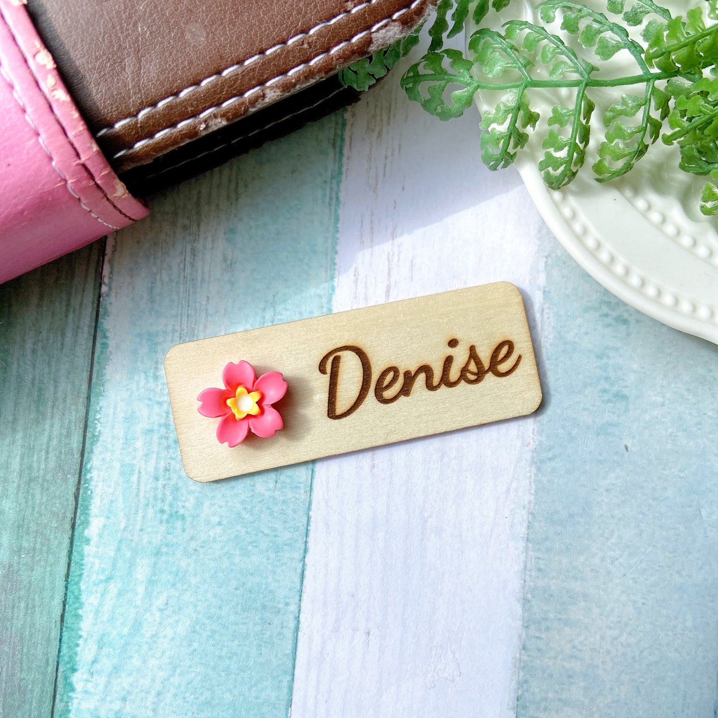 Mini 3D Yellow Cherry Blossoms Personalized Name Tag