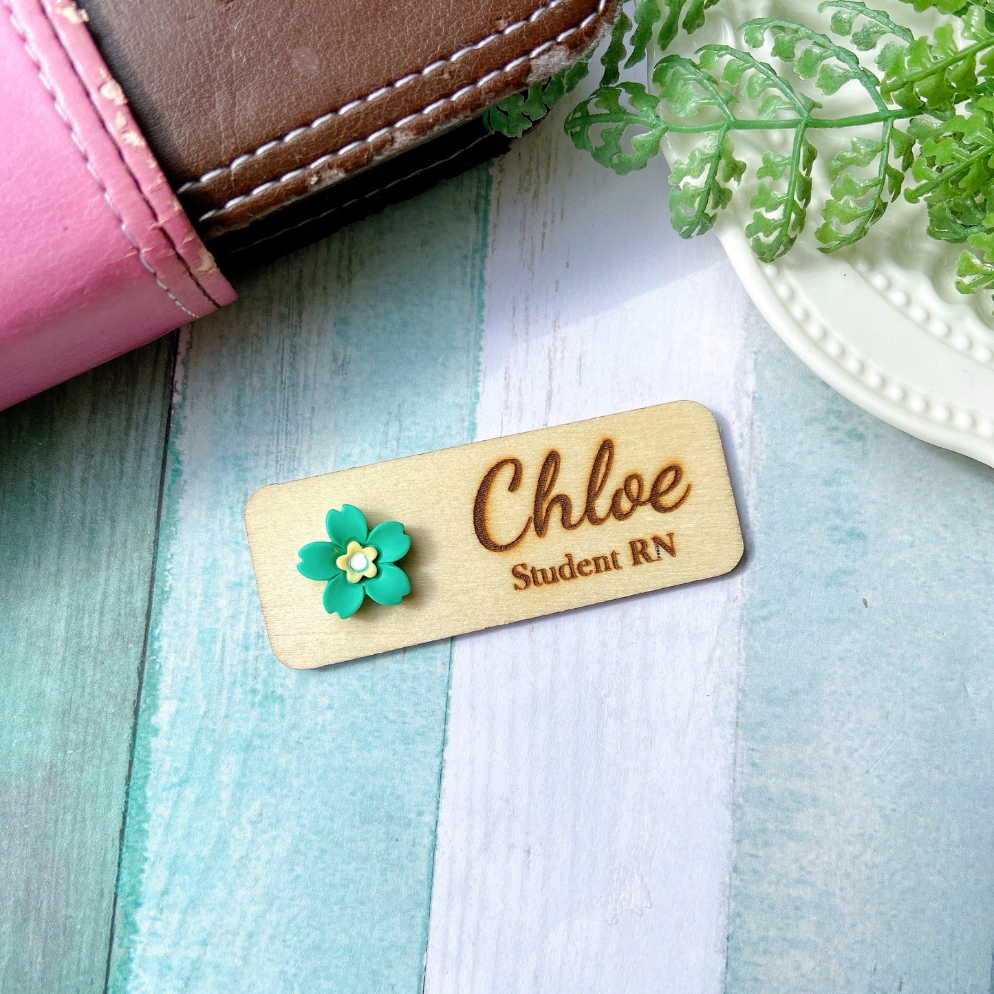 Mini 3D Yellow Cherry Blossoms Personalized Name Tag