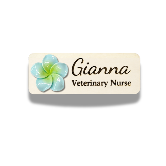 3D Blue Plumeria Rubra Personalised Name Tag