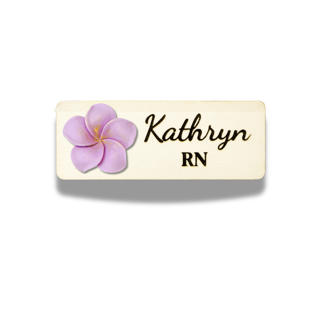 3D Blue Plumeria Rubra Personalised Name Tag