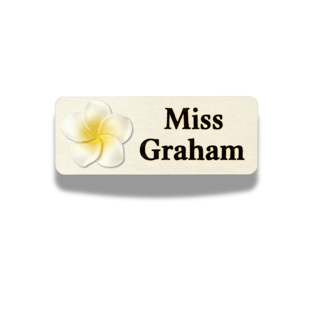 3D Blue Plumeria Rubra Personalised Name Tag