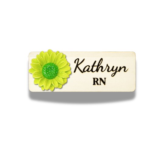 3D Glitter Green Chrysanthemum Personalized Name Tag