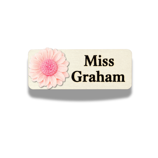 3D Glitter Pink Chrysanthemum Personalized Name Tag