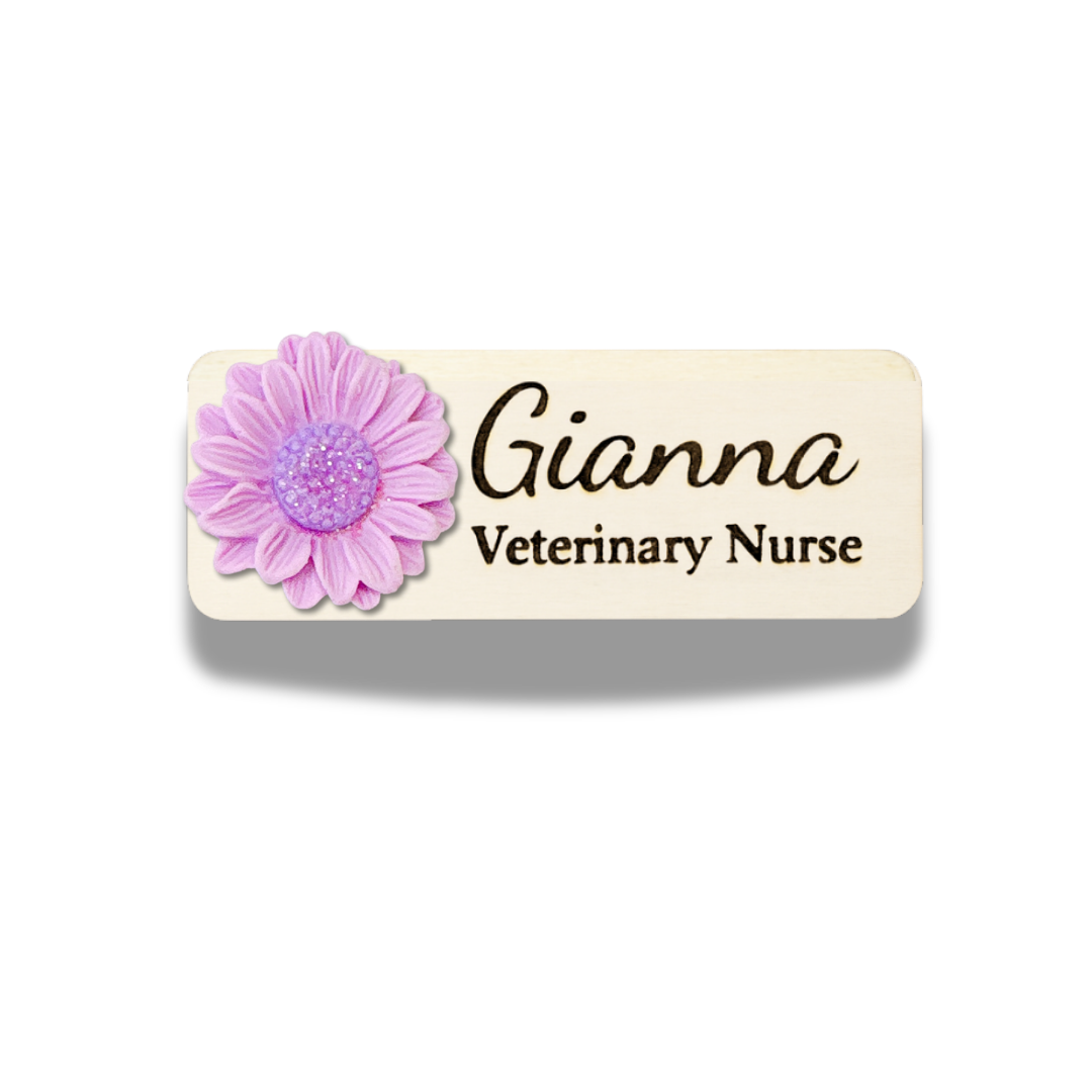 3D Glitter Yellow Chrysanthemum Personalized Name Tag
