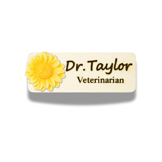 3D Glitter Yellow Chrysanthemum Personalized Name Tag