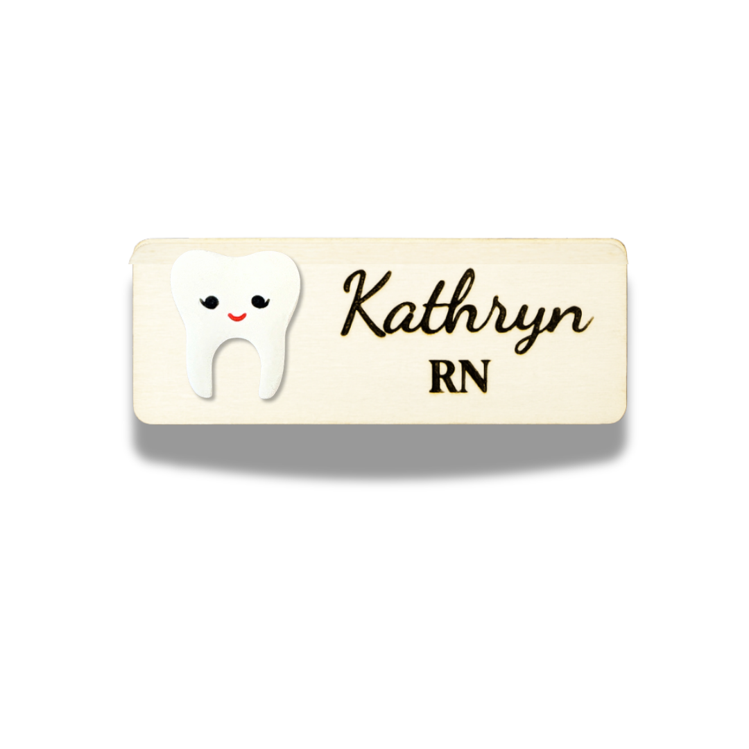 Handmade 3D Male Face Tooth Dental Theme Personalised Name Tag