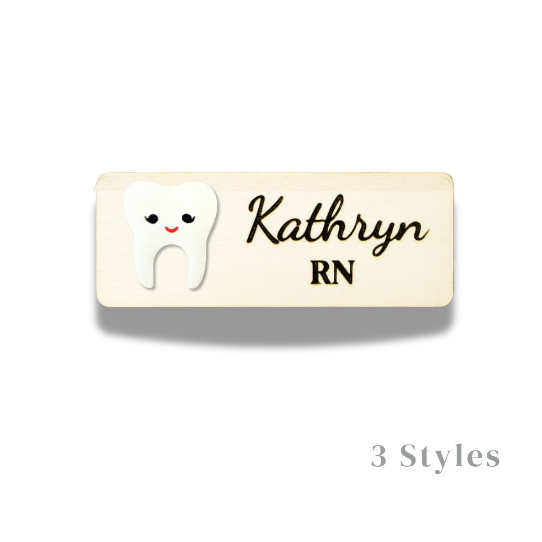 Handmade 3D Face Tooth Dental Theme Personalized Name Tag