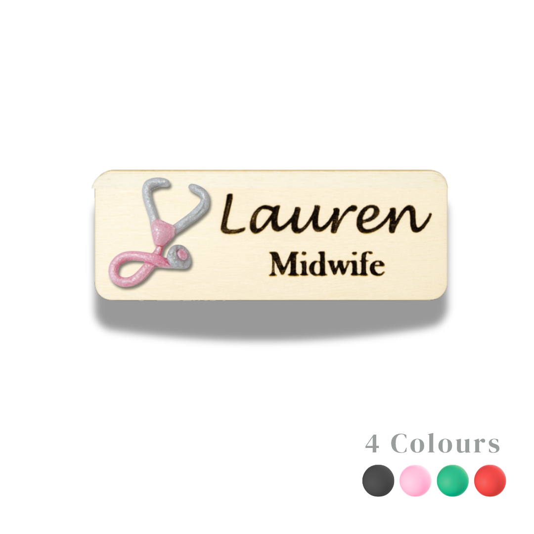 Handmade 3D Doctor Stethoscope Personalized Name Tag