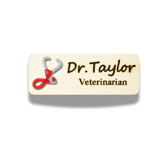 Handmade 3D Red Doctor Stethoscope Personalised Name Tag
