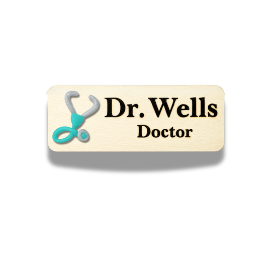Handmade 3D Teal Doctor Stethoscope Personalised Name Tag