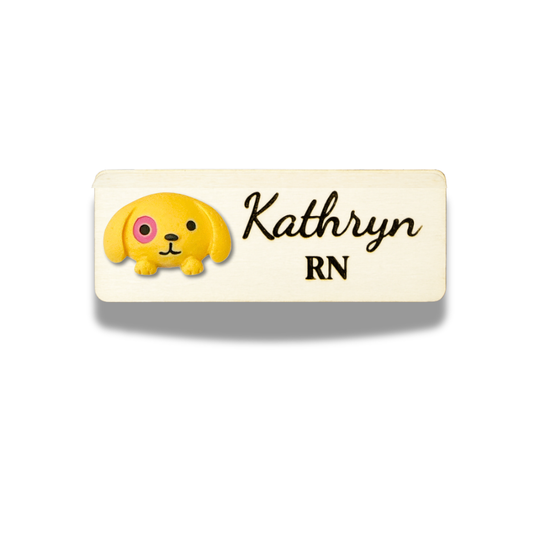 3D Yellow with Red Eye Dog Personalised Name Tag