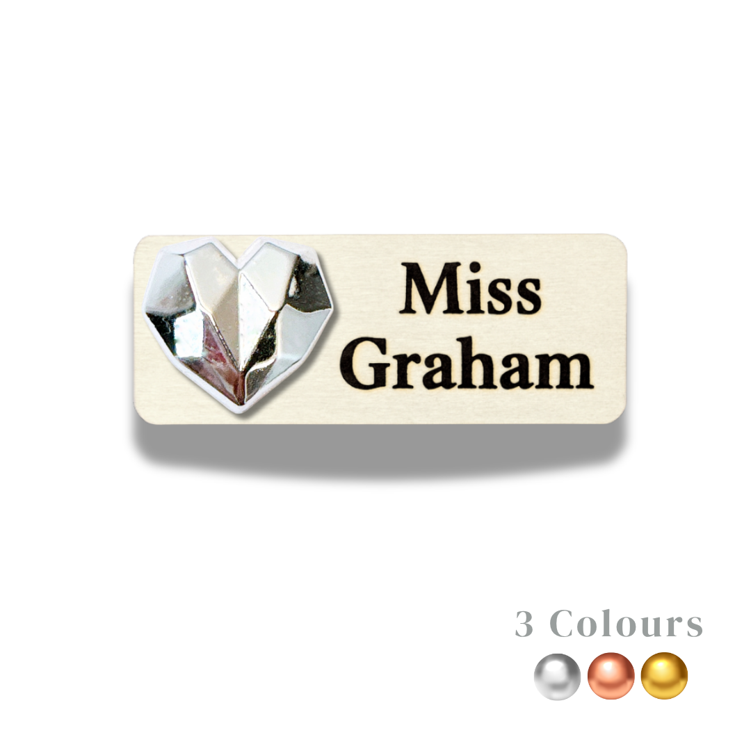 3D Metallic Diamond Heart Personalized Name Tag