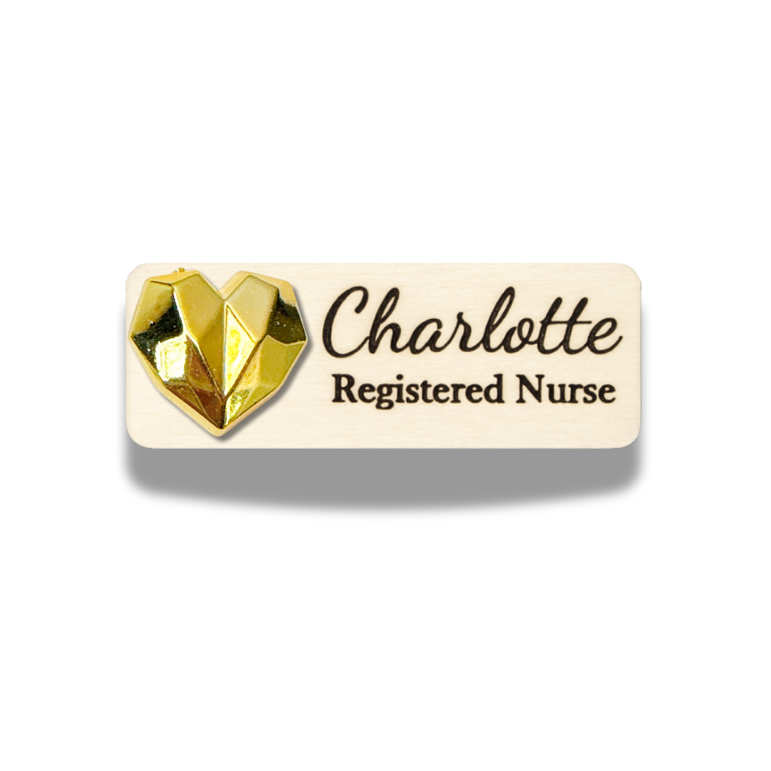 3D Metallic Golden Diamond Heart Personalized Name Tag