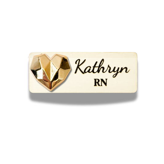 3D Metallic Rose Gold Diamond Heart Personalized Name Tag