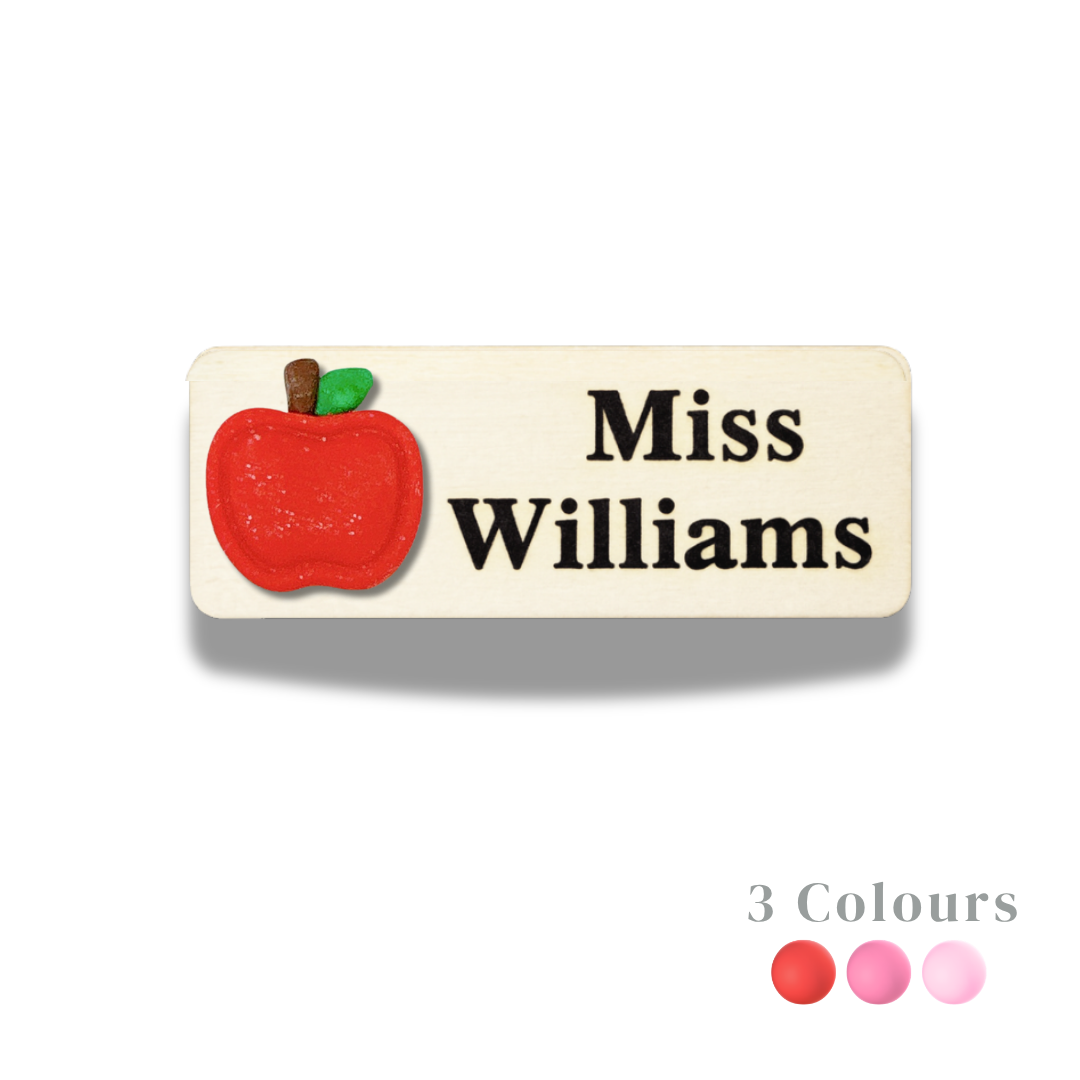 Handmade 3D Red Apple Teacher Personalized Name Tag