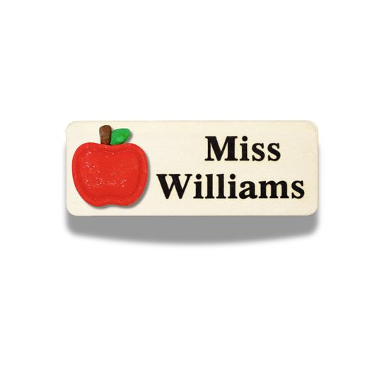 Handmade 3D Red Apple Teacher Personalised Name Tag